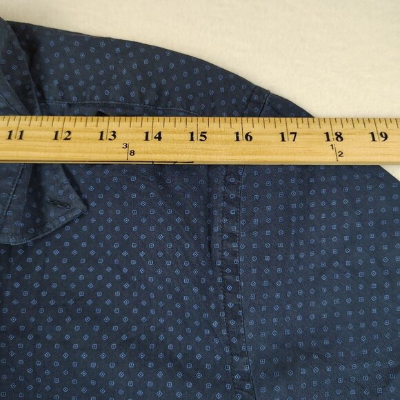 Zara Man Basic slim Fit Dot Print Blue Button Up Shirt Size Small - Picture 6 of 7